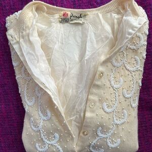 Vintage 1950’s Pringle of Scotland beaded cashmere cardigan